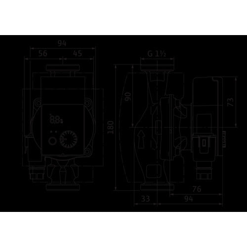 Wilo Nassläufer-Hocheffizienzpumpe Yonos PICO plus 25/1-6,Rp1,G11/2,1x230V – Strichzeichnung vermaßt