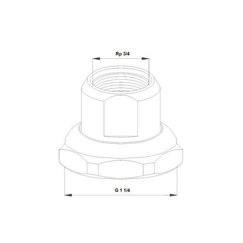 Grundfos Rohrverschraubungssatz G 1 1/4 × Rp 3/4, Messing Maßzeichnung 529982