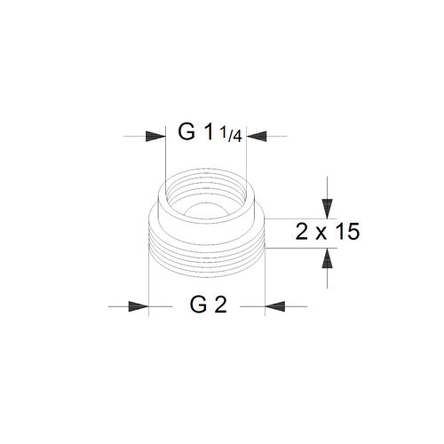 Grundfos Zubehör für Umwälzpumpen Ausgleichsstücksatz A2 G1_1/4xG2 2x15 Maßzeichnung