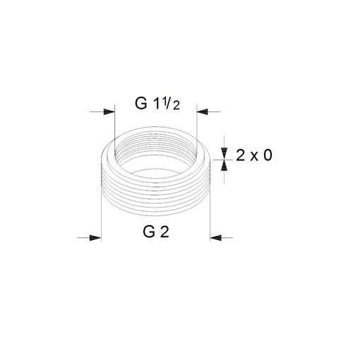 Grundfos Zubehör für Umwälzpumpen Ausgleichsstücksatz A6 G1_1/2xG2 Maßzeichnung