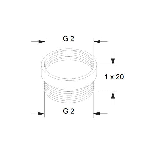 Grundfos Zubehör für Umwälzpumpen Ausgleichsstücksatz A9 G2xG2 1x20 Maßzeichnung