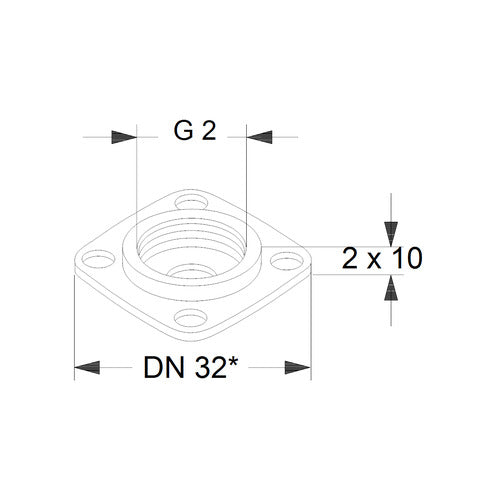 Grundfos Zubehör für Umwälzpumpen Ausgleichsstücksatz A22 G2xDN32 2x10 Maßzeichnung