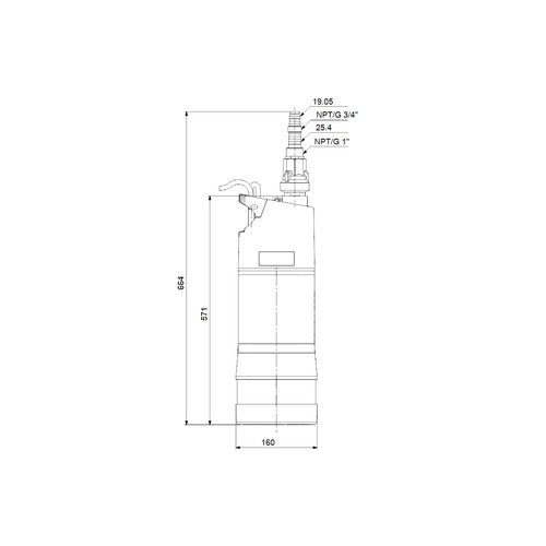 Grundfos Regenwassernutzungsanlage SBA3-45A 1x230V 50Hz 15m Kabel Schuko Maßzeichnung 92713068