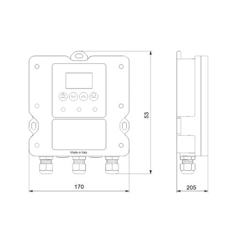 Grundfos Zubehör für SCALA PM Guard 1x230 50/60Hz Schuko Maßzeichnung 93225678