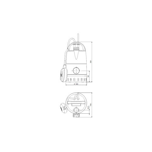 Grundfos MULTIBOX Hochwasser-Gesamtpaket MULTIBOX CC7-A1 1x230V 0,38kW 10m Kabel Maßzeichnung