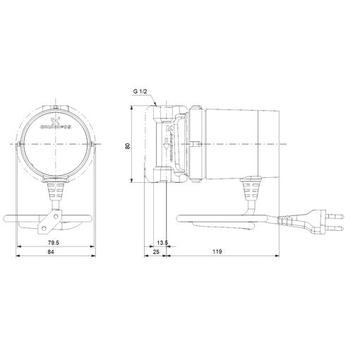 Grundfos COMFORT 15-14 B Maßzeichnung 97989265