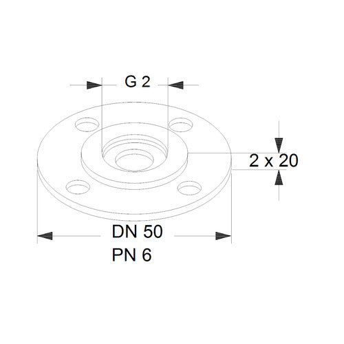Grundfos Zubehör für Umwälzpumpen Ausgleichsstücksatz A20 G2xDN50 2x20 Maßzeichnung