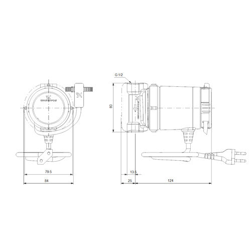 Grundfos COMFORT 15-14 B TA – Maßzeichnung