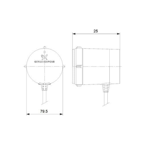 Grundfos Austauschkopf zu Zirkulationsp. COMFORT 15-14 M 1x230V DACH Maßzeichnung 99327264