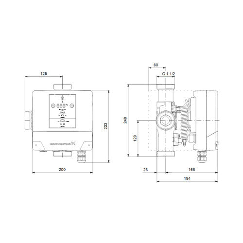 Grundfos Mischkreislösung Mixit 32-16 L NRV Maßzeichnung