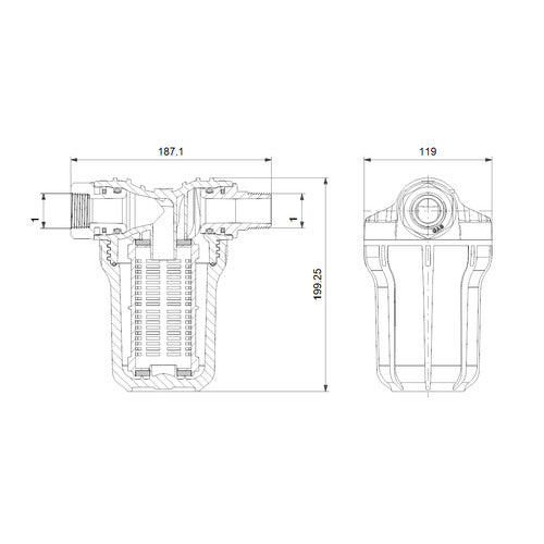 GRUNDFOS Zubehör für Hauswasseranlagen Saugfilter SCALA1 Maßzeichnung