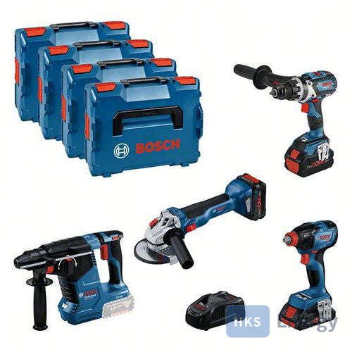 Bosch Combo Kit Set mit 4x18V-Werkzeugen: GSR + GDX + GWS + GBH – 0615990N32