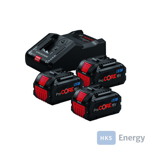 Bosch Starter-Set ProCORE 18V 8,0 Ah 3x8,0 Ah Akku, Ladegerät GAL 18V-160C – 0615A5004Y