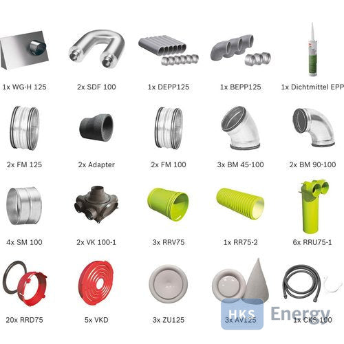 Bosch Wohnungslüftungspaket BOPA VE122 Luftverteilpaket bis 90 m2, Wandmontage – 7739624342
