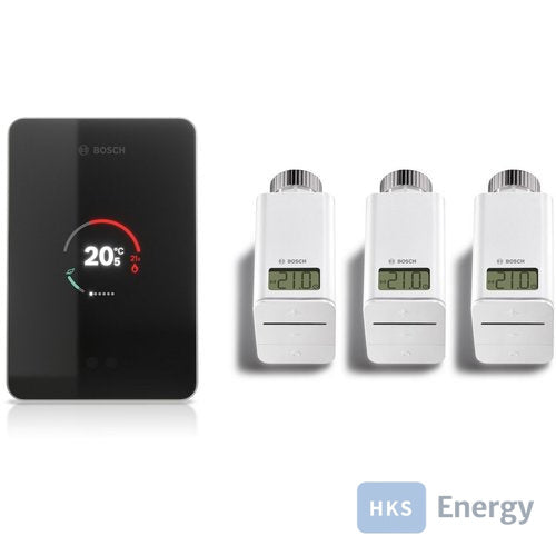 Bosch smarter W-LAN Regler EasyControl Set mit 3 Funk-Thermostaten, schwarz – 7736701394