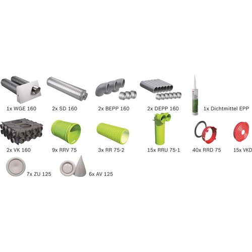 Bosch Wohnungslüftungspaket BOPA VE104 Luftverteilpaket Rundrohr - bis 250 m2 – 7739624819