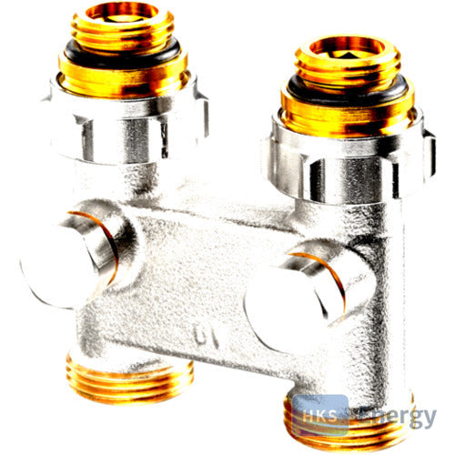 Oventrop Umlenkstück mit Absperrung, Durchgang, 50 mm, 1/2" AG × 3/4" AG – 1016363